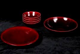 Assorted bowls in ox blood
